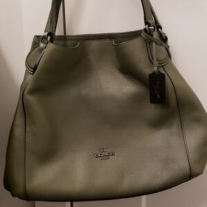 Coach Olive Green Leather Tote Bag